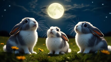 rabbit and moon