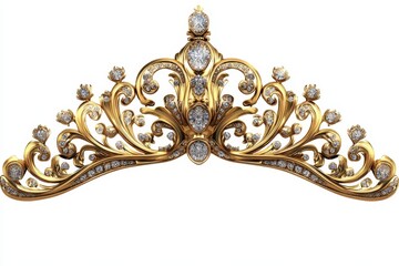 Ornate Golden Tiara with Sparkling Diamonds