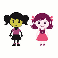 Cartoon girl sihlouette design