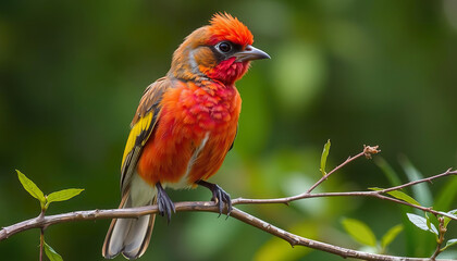 Orange and Black Feathered Bird on a Tree Branch