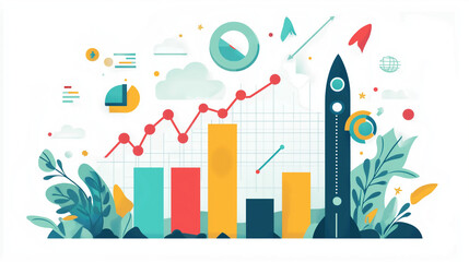 Naklejka premium Vision board for 2025 with a prominent graph showing projected business growth and milestones