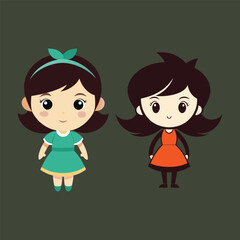 Cartoon girl sihlouette design