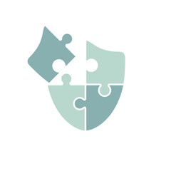 Shield puzzle icon. Vector illustration