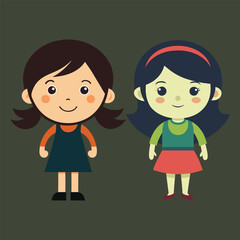 Cartoon girl sihlouette design