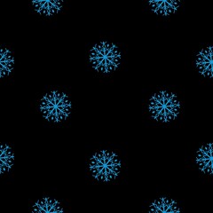 Classics Seamless Christmas Big Snowflakes Pattern with Black Background