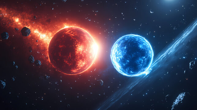 Generative AI, Binary Star System with Diverse Alien Planets