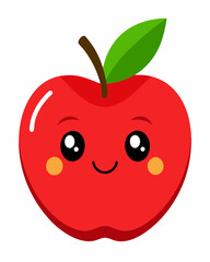 Red apple with eyes cartoon icon stock illustration