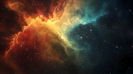 Obraz premium Generative AI, Colorful Nebula with Swirling Cosmic Gases