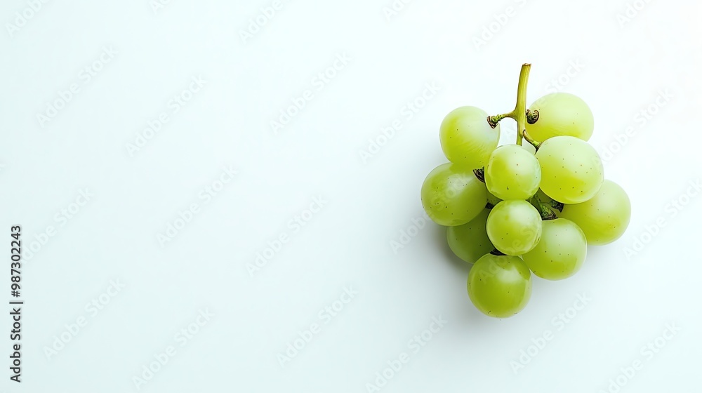 Poster A bunch of green grapes on a white background.