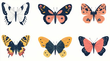 These colorful butterfly illustrations are perfect for adding a touch of whimsy to your designs, whether it's for decorating, creating logos, or adding visual interest to your graphics.