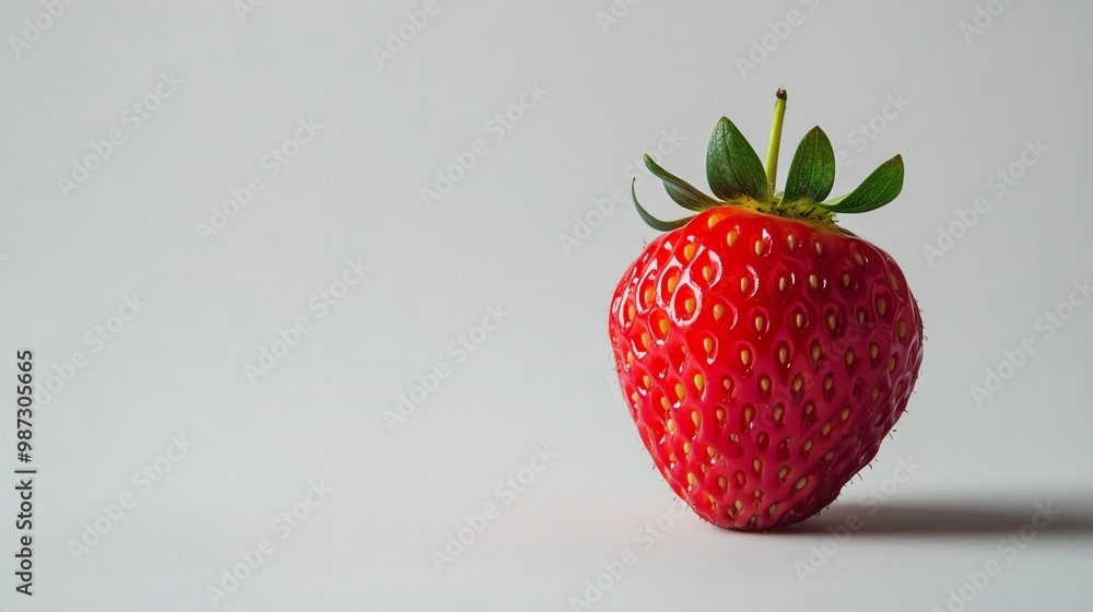 Wall mural A single strawberry on a white background.