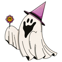 Cute Halloween pumpkin ghost 