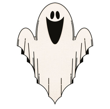 white ghost smiling halloween design clip art preview