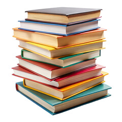 Pile of student books isolated on transparent background