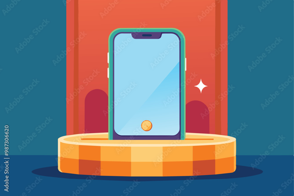 Poster a smartphone resting on a podium, complemented by a book in the background, symbolizing the fusion o