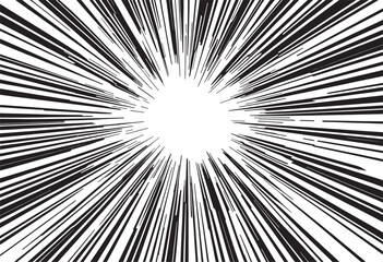 Fototapeta premium Comic book speed lines background. Black and white radial speed lines. Vector illustration.