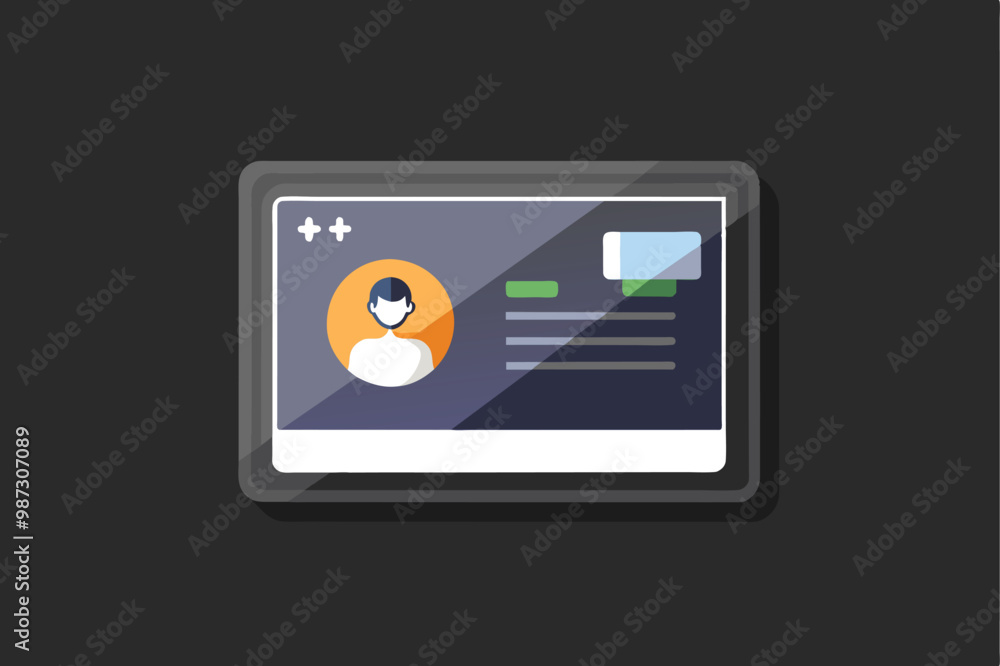 Poster a sleek tablet featuring a video player, highlighting the screen with playback options and a dynamic