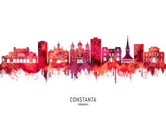 Fototapeta premium Constanța Romania Skyline Red