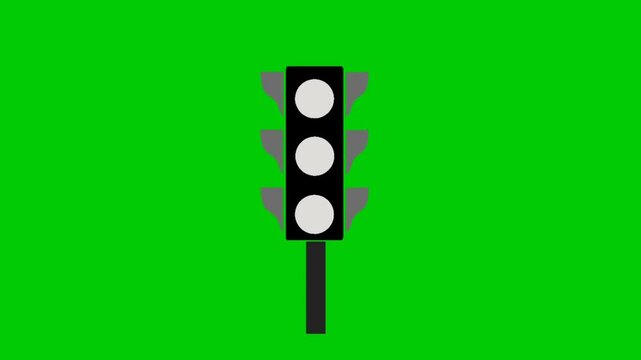 Animated illustration of traffic lights turning on alternately from red, yellow to green