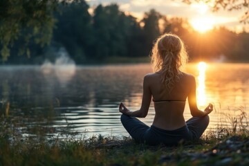 Fototapeta premium Finding Serenity: Woman Embracing Nature for Burnout Recovery