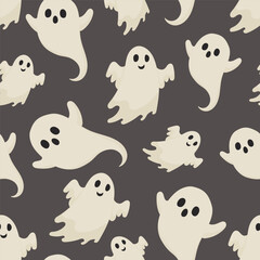 Seamless pattern of halloween  spooks. Halloween background. Great for harvest festival cards, banner, textile - vector design, cartoon style illustration