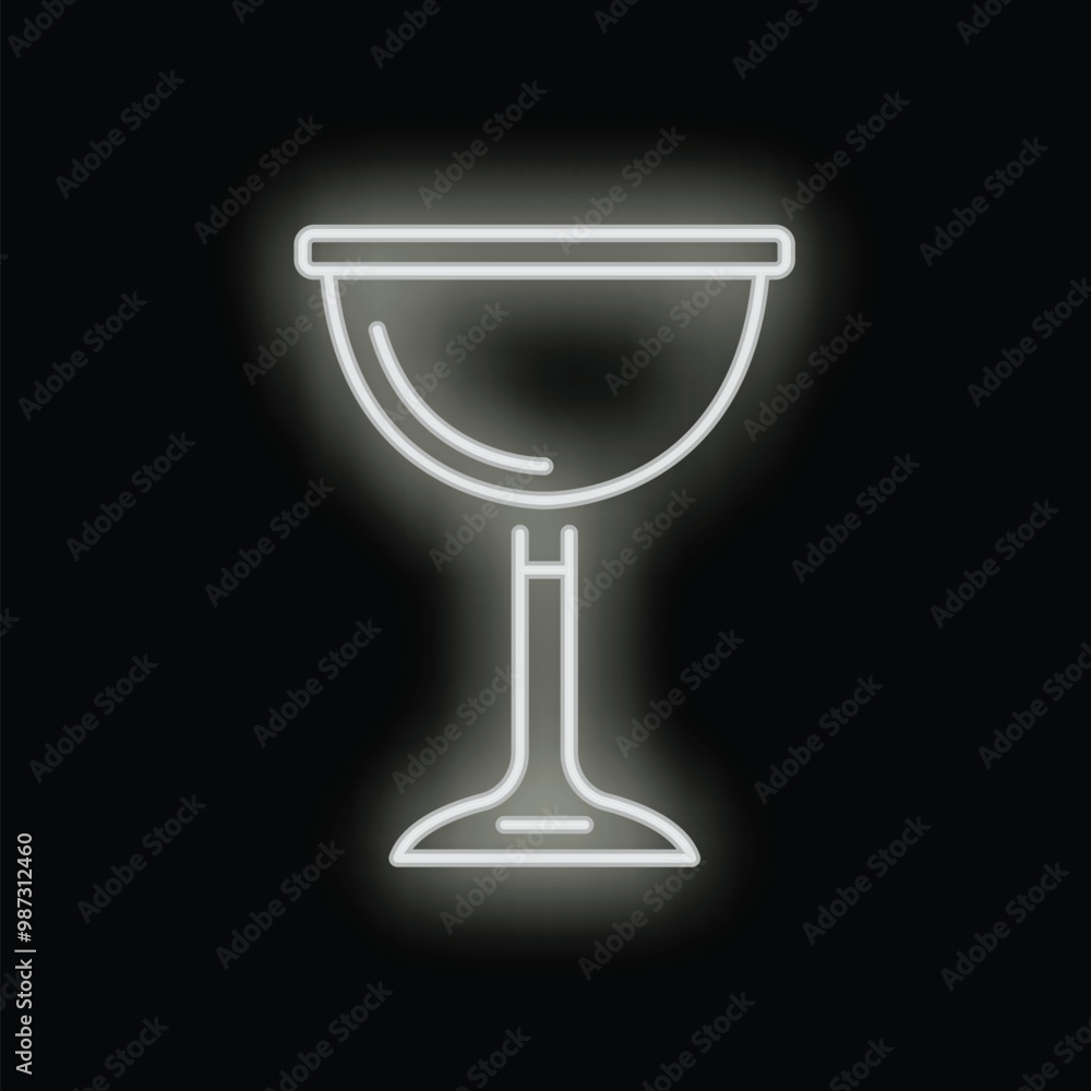 Canvas Prints white neon sign glowing on a black background, shaped like a cocktail glass with a round bowl and a 