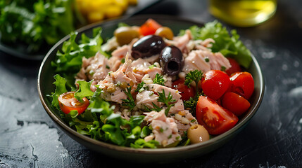 A Tasty Tuna Dish With Tomatoes And Lettuce