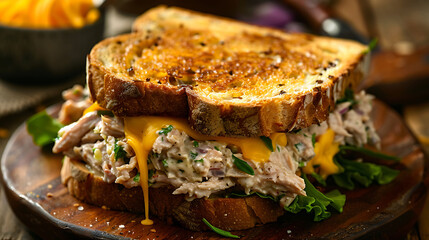 Chicken Salad Melted Between Two Cheeses