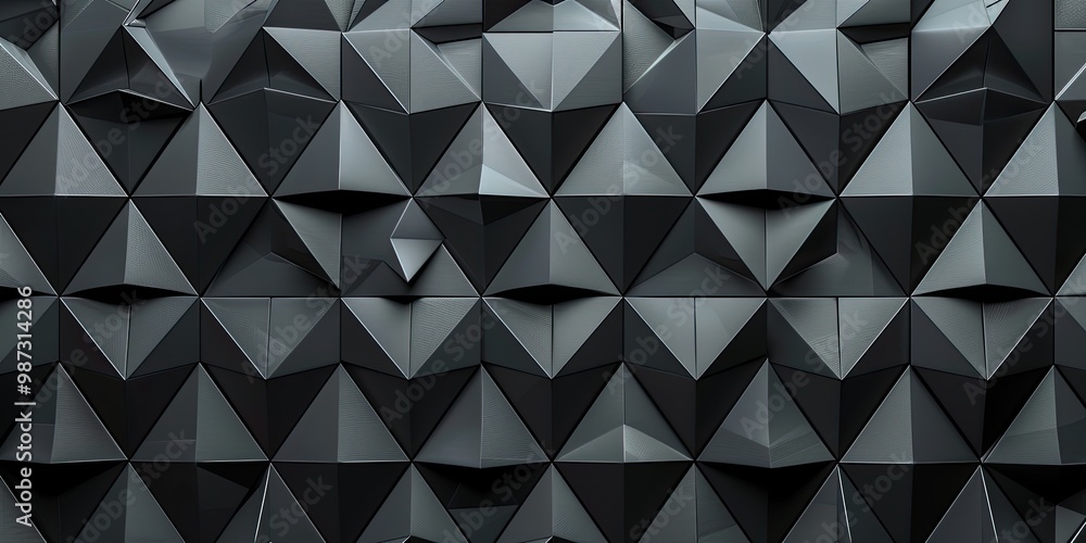 Poster a textured wall featuring a geometric pattern of dark triangular shapes.