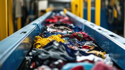 Clothes Conveyor Belt in a Recycling Facility