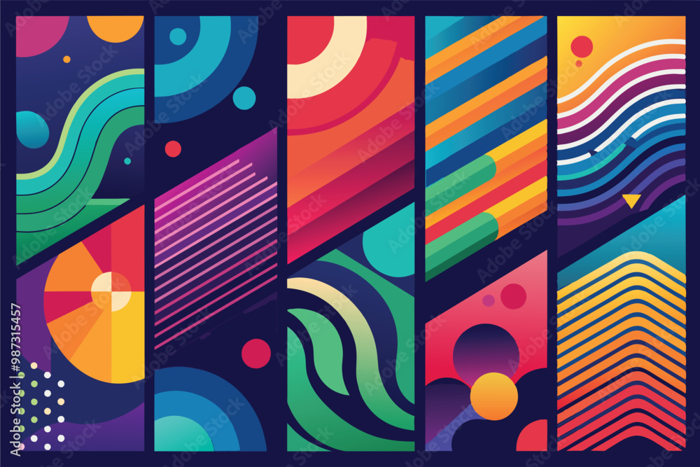 Aufkleber a set of colorful, blurred abstract designs, featuring a harmonious blend of hues in an artistic com