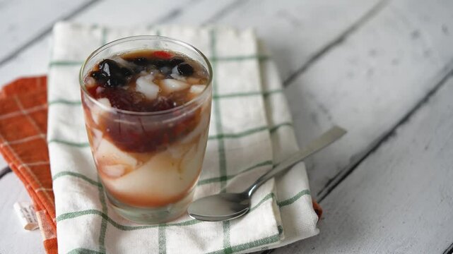 homemade gourmet cold strawberry taho 