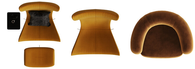 armchair isolated on white background, comfortable furniture for home interior, 3D illustration, cg render
