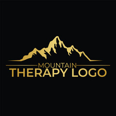 Luxury Gold Mountain Therapy Logo for Premium Wellness, Retreat, and Mental Health Branding, Elegant Nature-Inspired Gold Mountain Therapy Logo