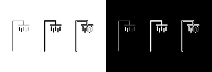 Shower icon on a white and black background. A set of icons.
