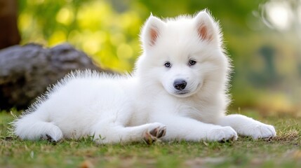 Fototapeta premium Samoyed --ar 16:9 --style raw --v 6.1 Job ID: 766beb6f-921a-4743-b0de-5a03e388d15d