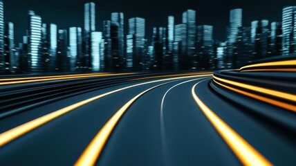 Obraz premium A futuristic city with streets paved in shifting, holographic colors, symbolizing innovation and creativity in design