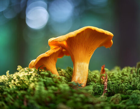Photo macro de giroles dans les bois