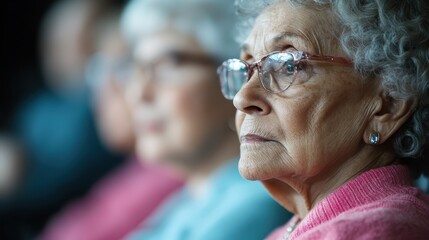 A group of elderly individuals seated in a row, actively engaging and enjoying a social moment together, capturing the essence of community and camaraderie among seniors.