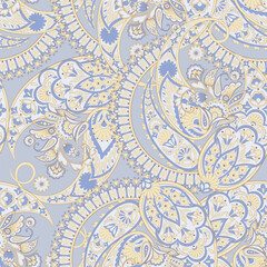 Elegant Paisley Seamless Vector Pattern. Indian floral motifs for fabric designs