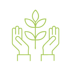 Obraz premium Hands holding a plant symbolizing environmental care and sustainability