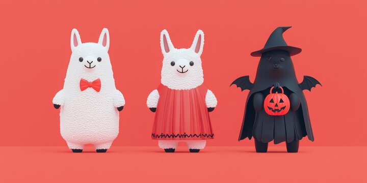 Cute Halloween-themed bunny characters.