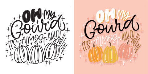 Naklejka premium Happy Halloween vibe. Cute hand drawn doodle lettering quote. Lettering for t-shirt design, mug print, bag print, clothes fashion. 100% hand drawn vector image.