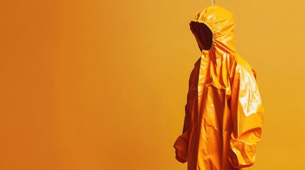 workerâ€™s protective suit hanging against a neutral background