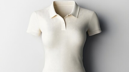 Women's pale cream polo shirt mockup for sale with a white background