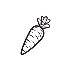 Carrot Icon for Diet - Outline Vector Design Isolated on White.