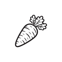 Outline Carrot Icon for Diet - Vector Design Isolated on White.