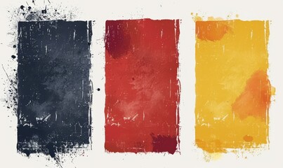 Set of three grunge banners in black, red and yellow colors