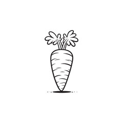 Vector Carrot Icon for Diet - Outline Design on White Background.