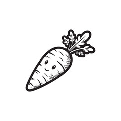 Vector Carrot Icon for Diet - Outline Design on White Background.